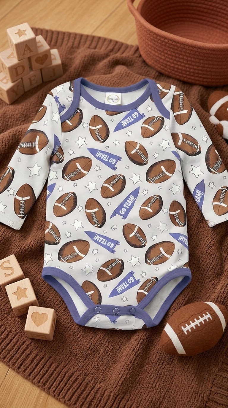Baby Boy Football Bamboo Stretch Bodysuit