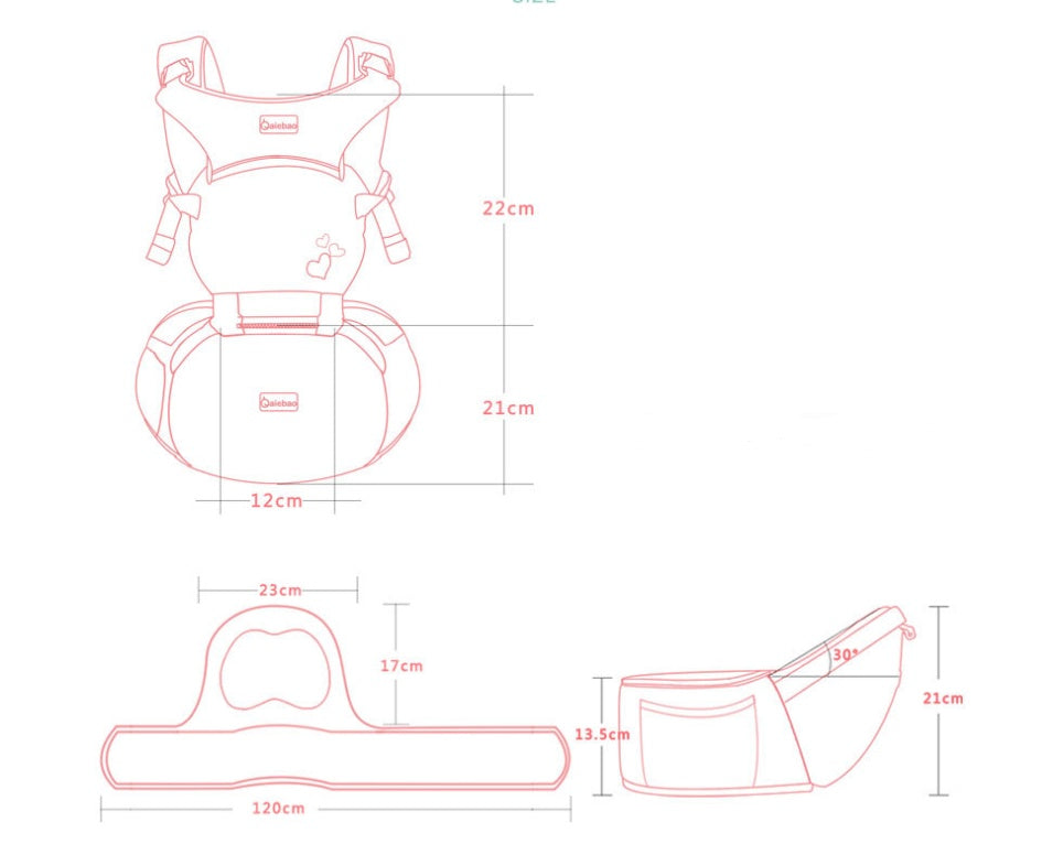 Ergonomic Multifunctional Baby Carrier with Hip Seat - 6 Colors, Ages 3-36 Months, Up to 44 lbs