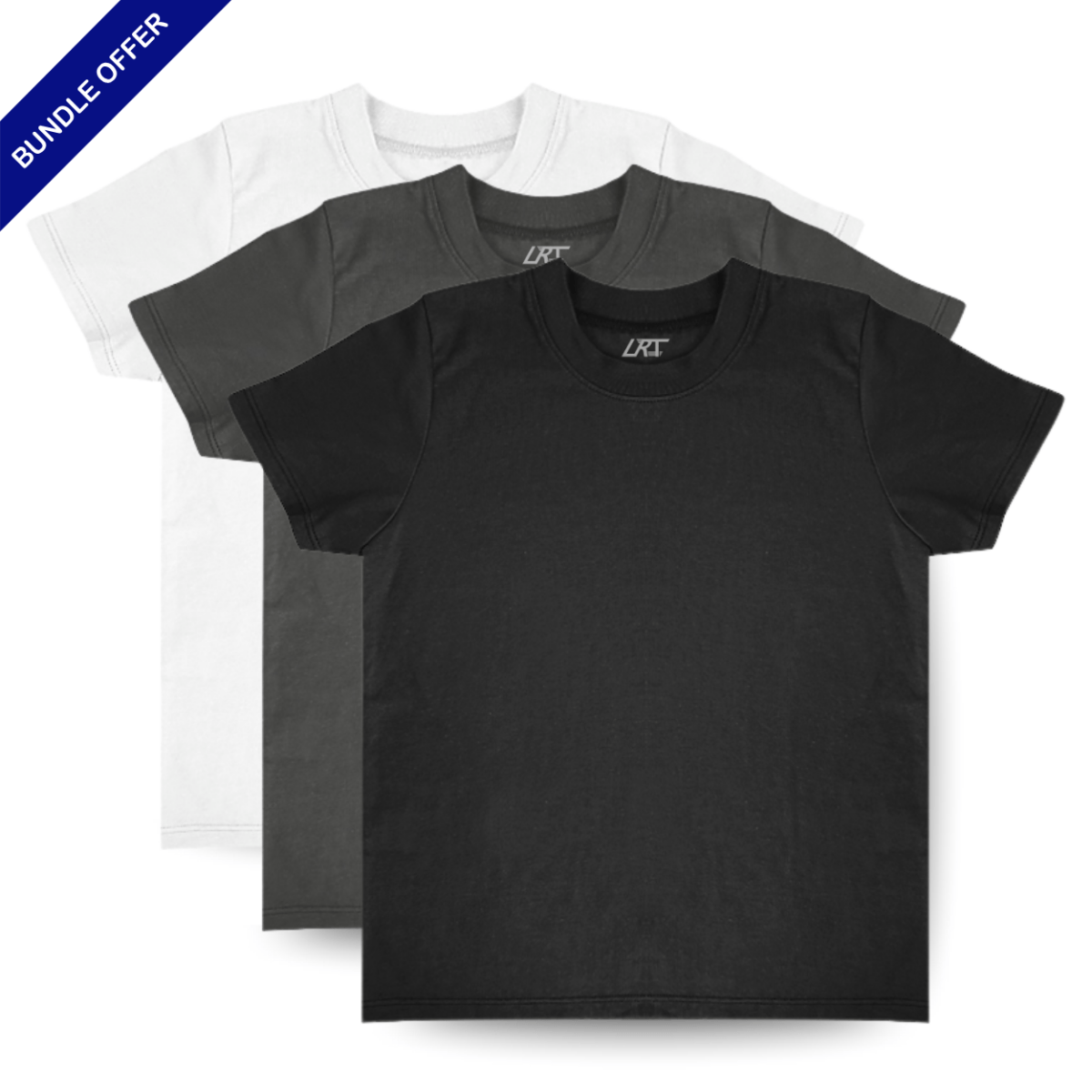 Little Rad Things 3-Pack Organic Cotton Kids Tees - Monochrome (Black, Grey, White)