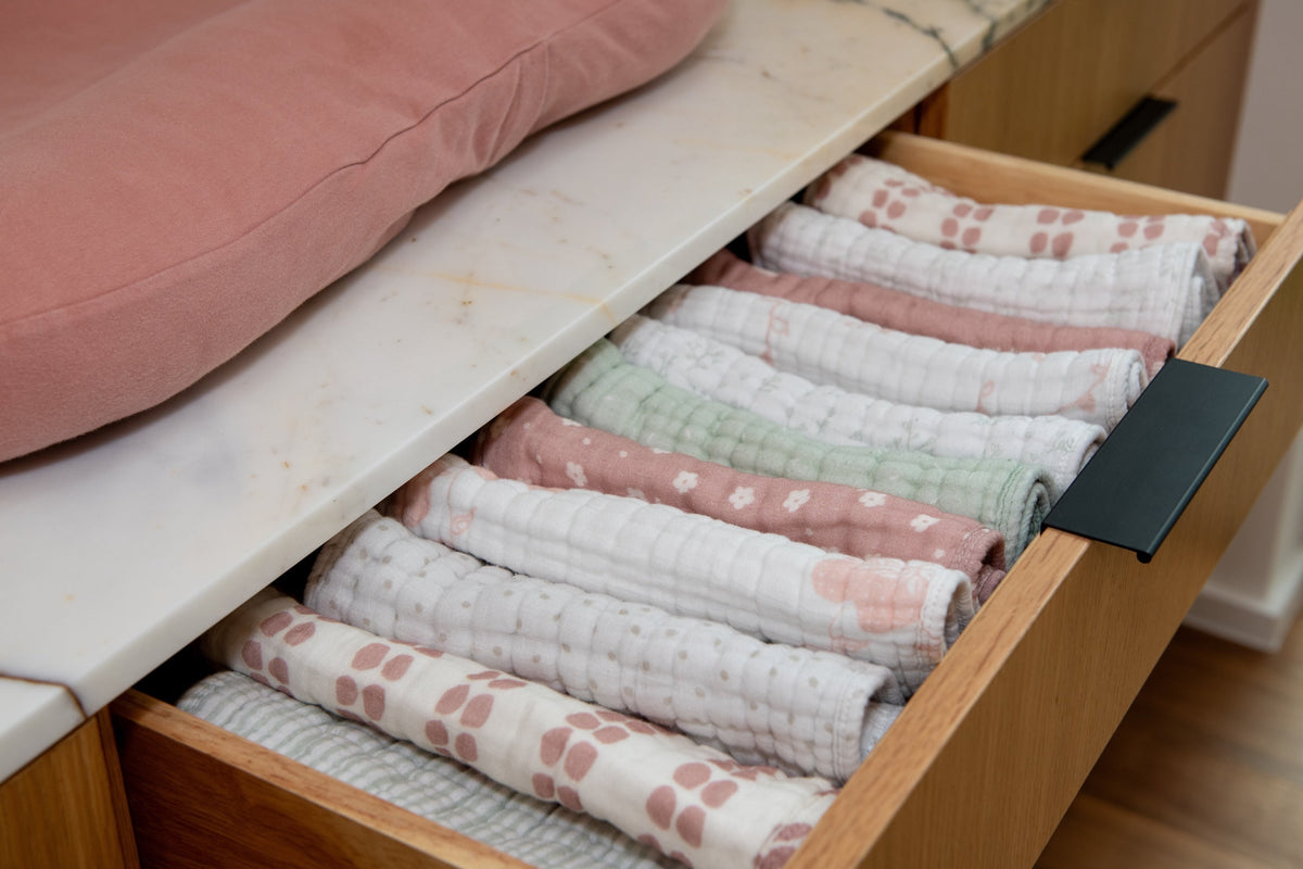 Organic Muslin Burp Cloths 3-Pack - Desert Pink & Ivory