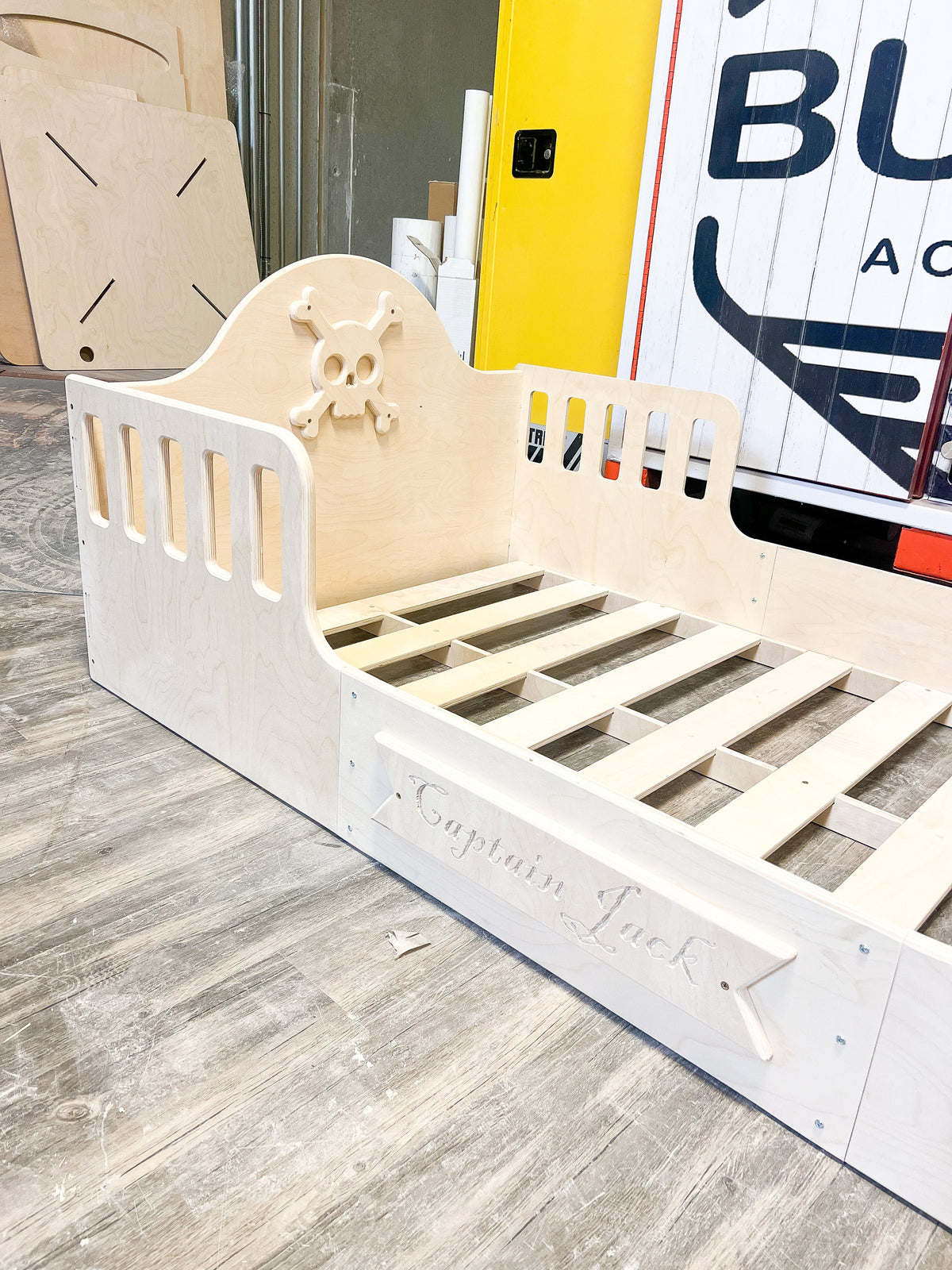 Bush Acres Captain Jack Pirate Ship Bed - Baltic Birch, Crib/Twin/Full, Made in USA