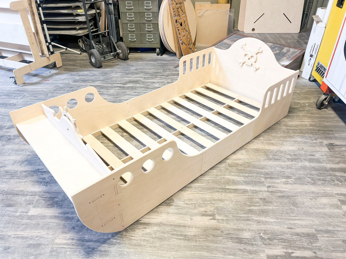 Bush Acres Captain Jack Pirate Ship Bed - Baltic Birch, Crib/Twin/Full, Made in USA