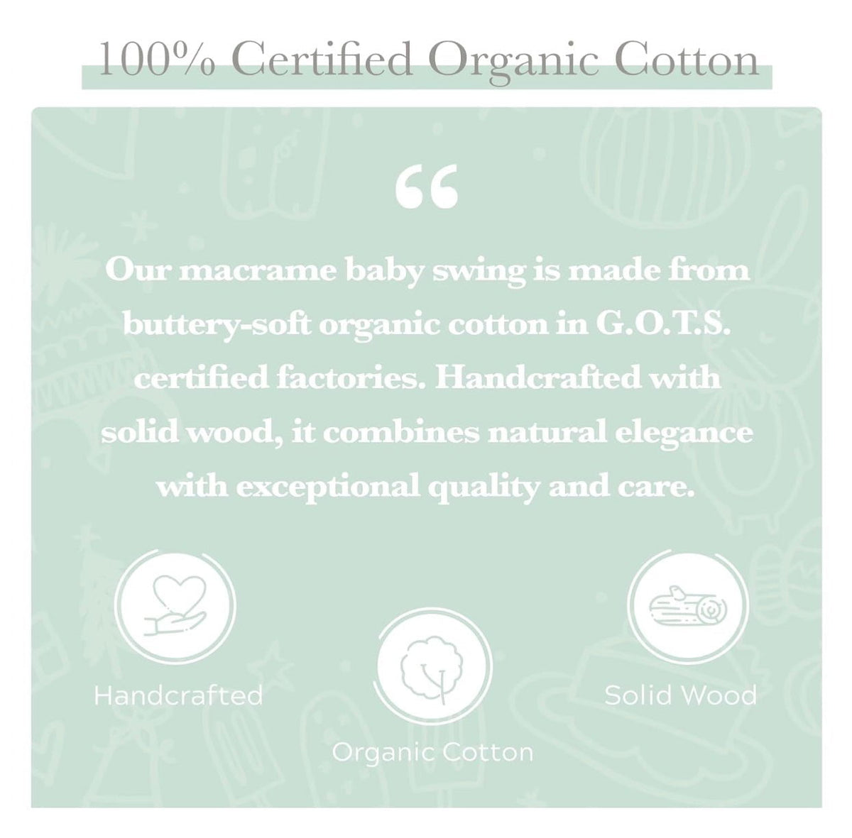 Finn + Emma Handmade Organic Macrame Baby Swing - Boho Nursery, Holds Up to 40 lbs