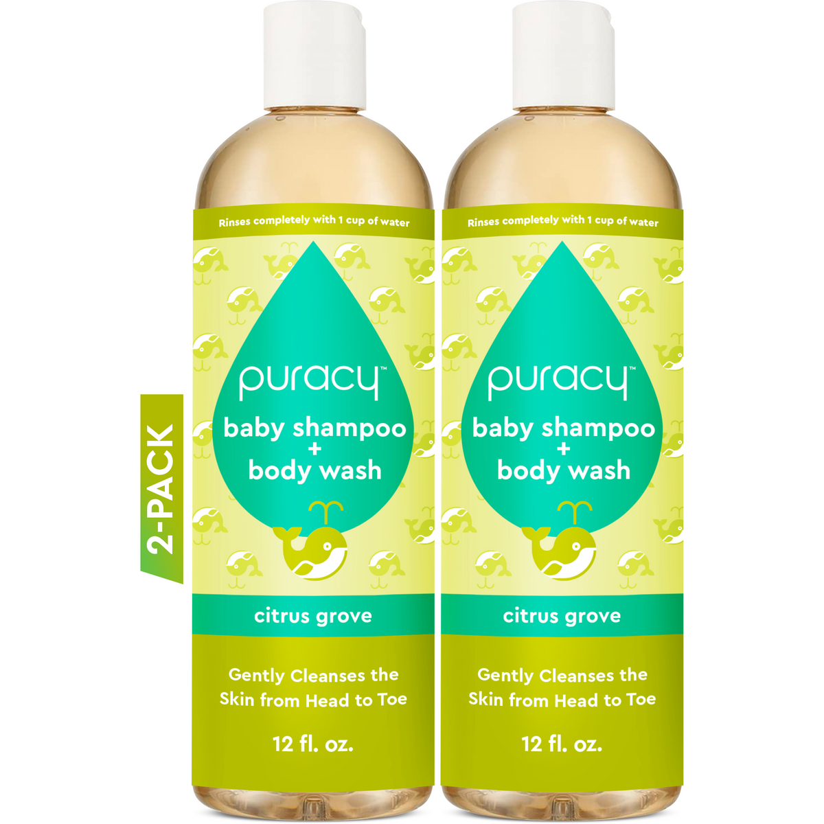 Puracy Tear-Free Baby Shampoo & Body Wash - Plant-Based, pH-Balanced for Sensitive Skin