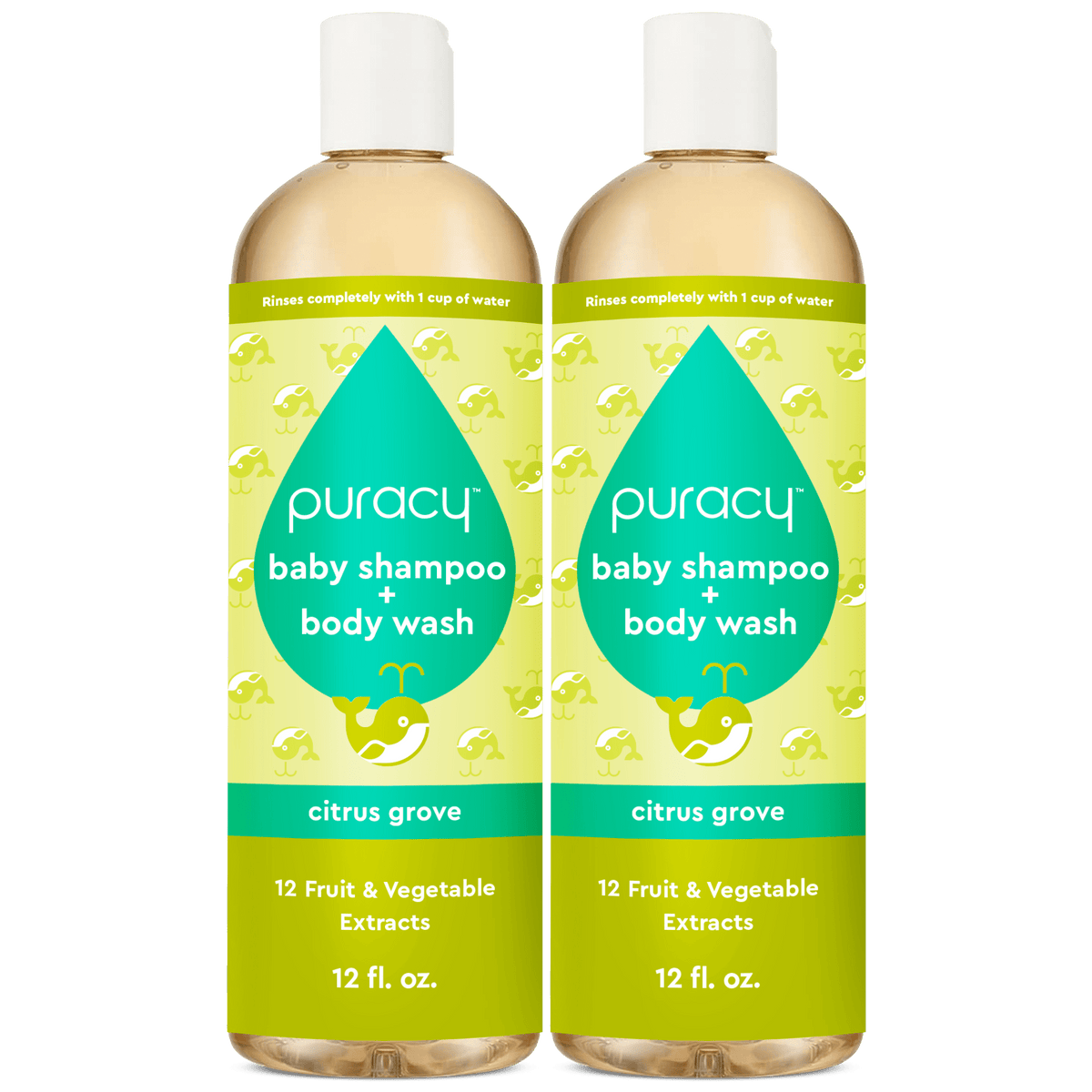 Puracy Tear-Free Baby Shampoo & Body Wash - Plant-Based, pH-Balanced for Sensitive Skin