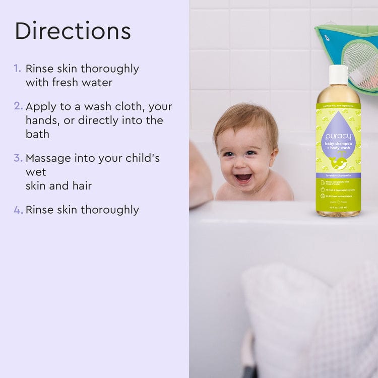 Puracy Tear-Free Baby Shampoo & Body Wash - Plant-Based, pH-Balanced for Sensitive Skin