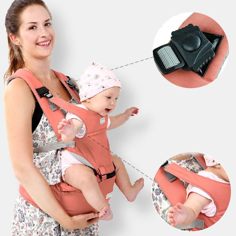 Ergonomic Multifunctional Baby Carrier with Hip Seat - 6 Colors, Ages 3-36 Months, Up to 44 lbs