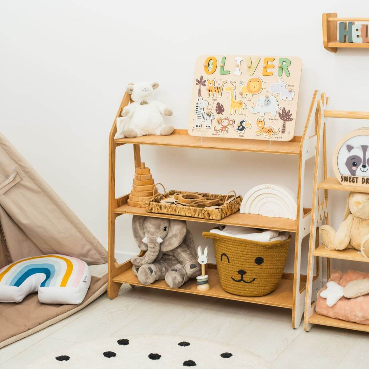 Personalized Jungle Name Puzzle Board – Wooden Montessori Toy