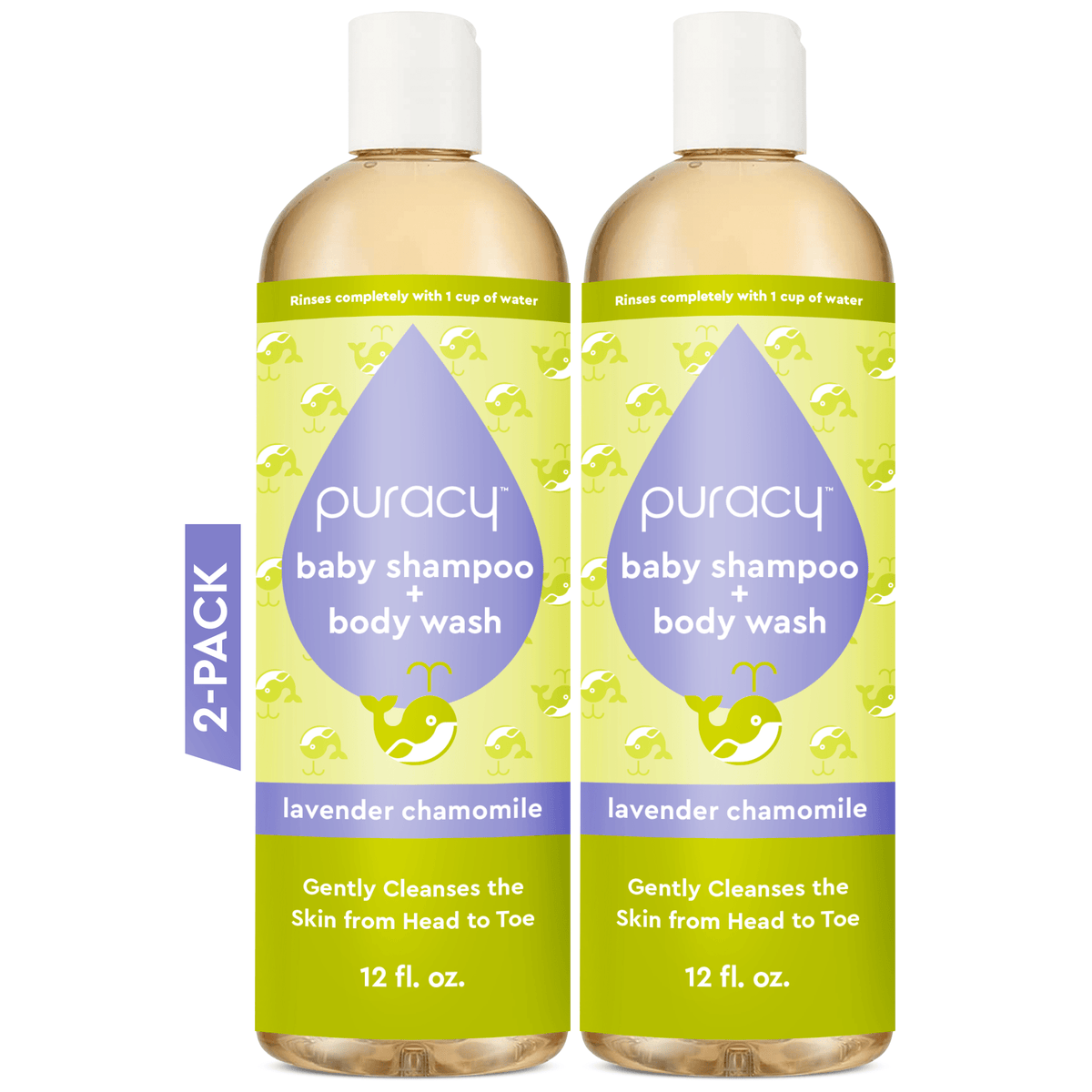 Puracy Tear-Free Baby Shampoo & Body Wash - Plant-Based, pH-Balanced for Sensitive Skin