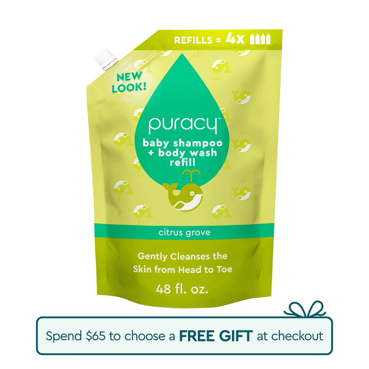 Puracy Tear-Free Baby Shampoo & Body Wash - Plant-Based, pH-Balanced for Sensitive Skin