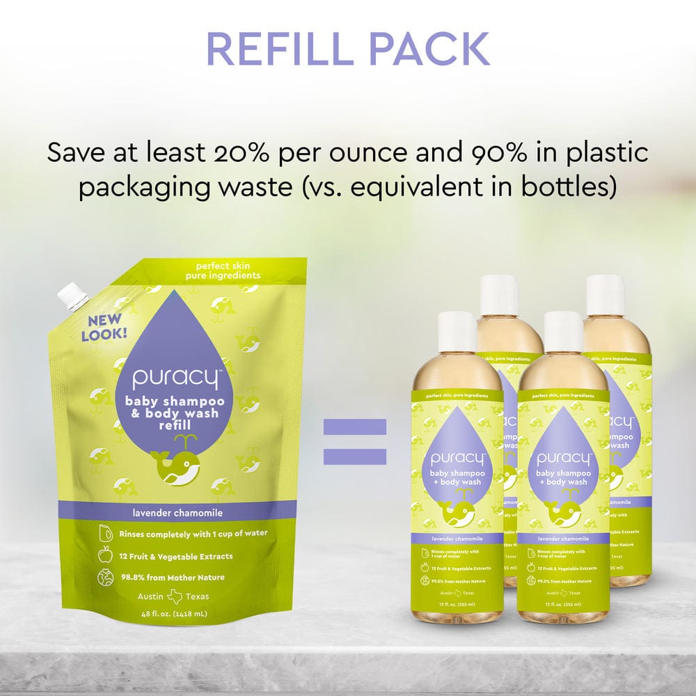 Puracy Tear-Free Baby Shampoo & Body Wash - Plant-Based, pH-Balanced for Sensitive Skin