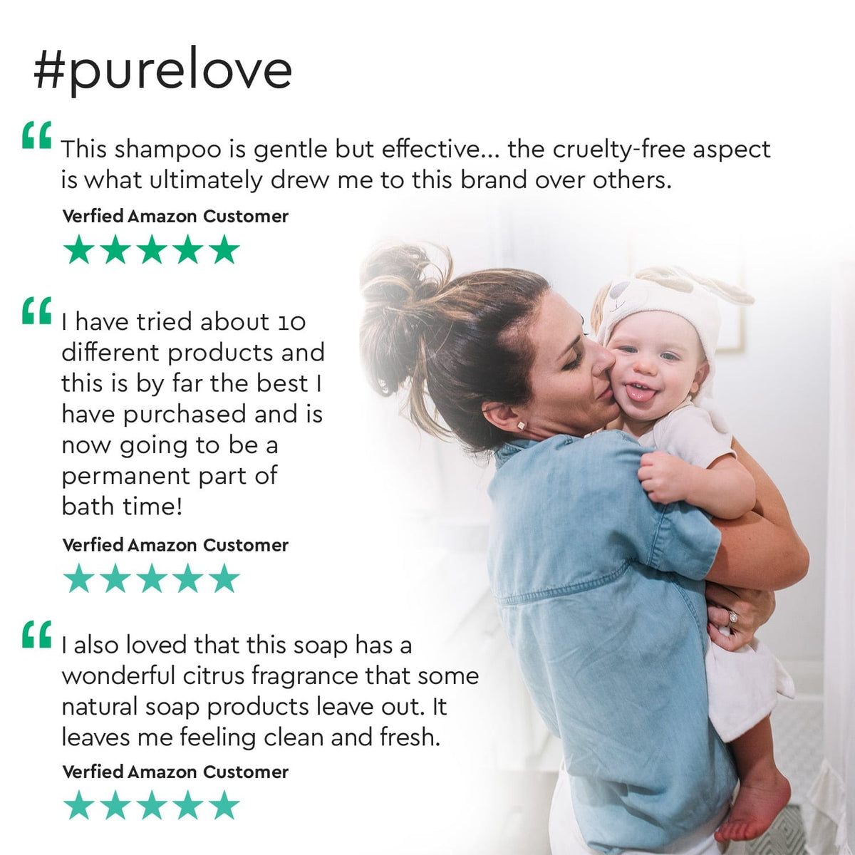 Puracy Tear-Free Baby Shampoo & Body Wash - Plant-Based, pH-Balanced for Sensitive Skin